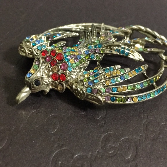🖤VTG💕Multicolor stone Phoenix 🐦‍🔥 brooch - Picture 5 of 12